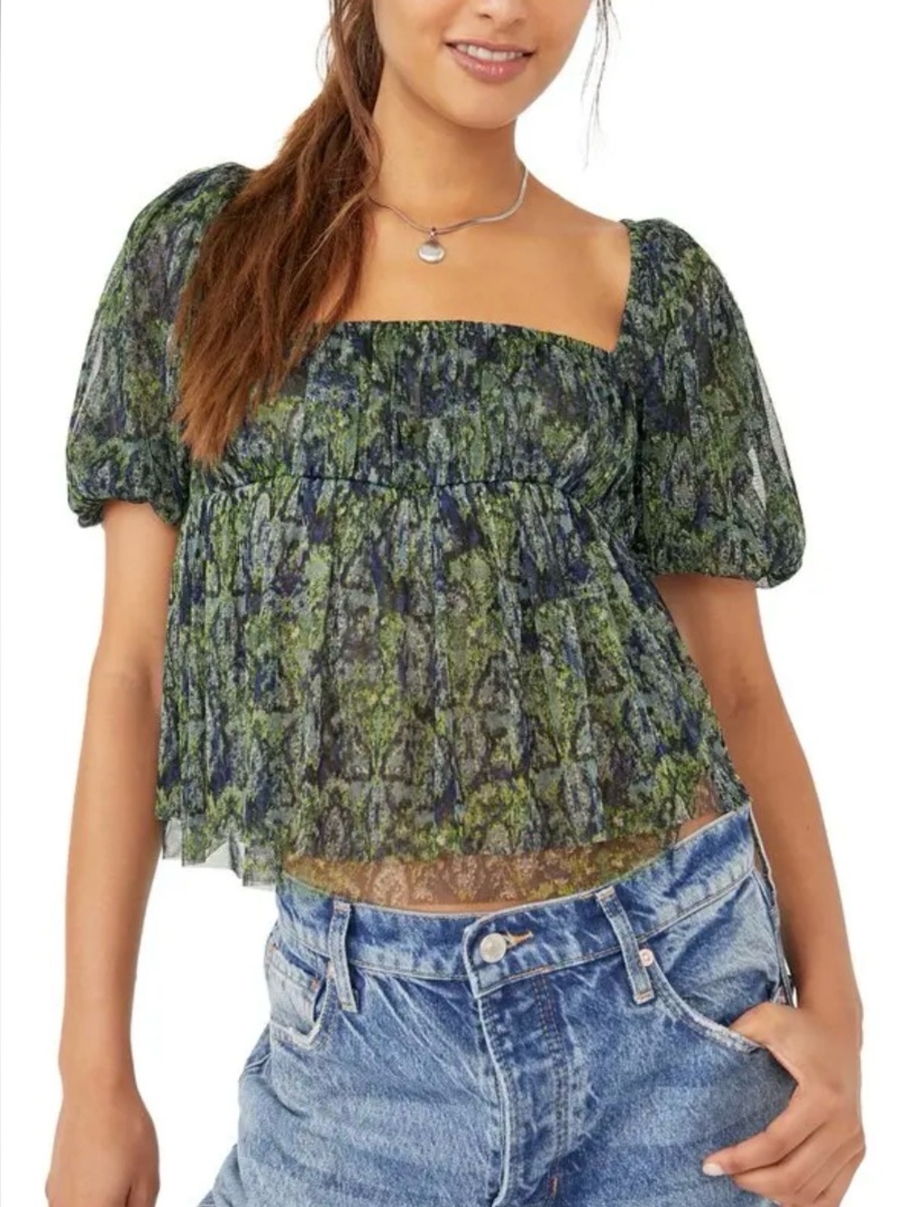 Free People Penelope Mesh Top, Size L